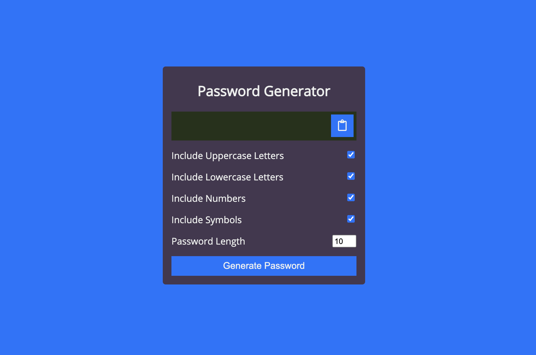 Password Generator Project Screenshot